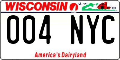 WI license plate 004NYC