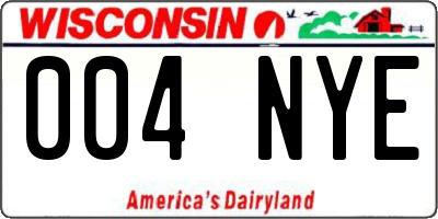 WI license plate 004NYE