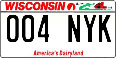 WI license plate 004NYK