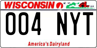 WI license plate 004NYT