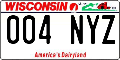 WI license plate 004NYZ