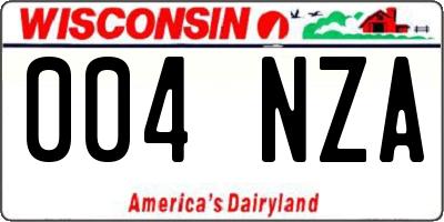 WI license plate 004NZA