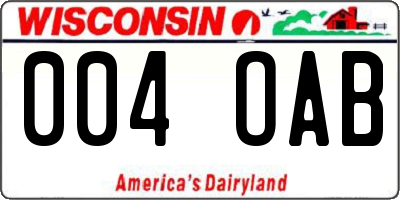 WI license plate 004OAB