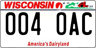 WI license plate 004OAC