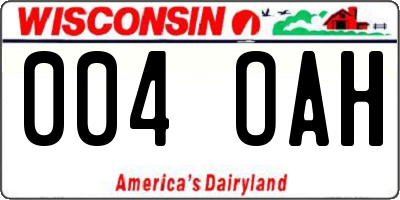 WI license plate 004OAH