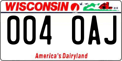 WI license plate 004OAJ