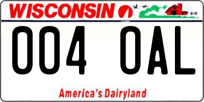 WI license plate 004OAL