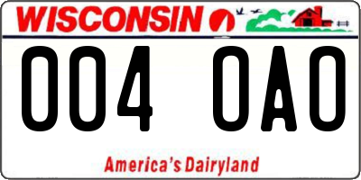 WI license plate 004OAO