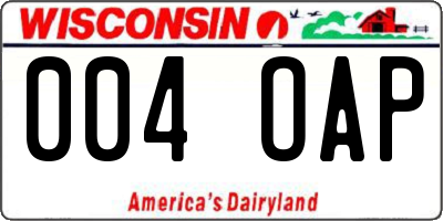 WI license plate 004OAP