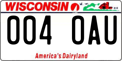 WI license plate 004OAU