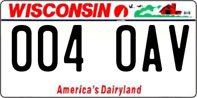 WI license plate 004OAV