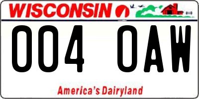 WI license plate 004OAW