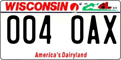 WI license plate 004OAX
