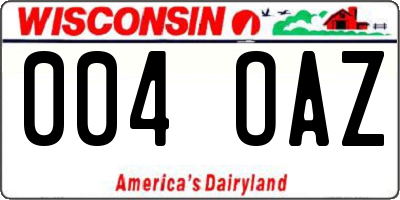 WI license plate 004OAZ