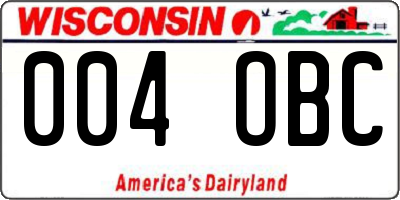 WI license plate 004OBC