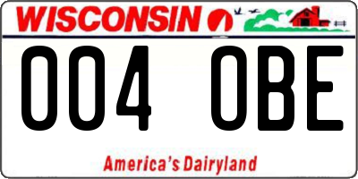 WI license plate 004OBE