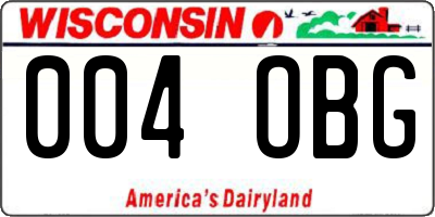 WI license plate 004OBG