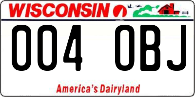 WI license plate 004OBJ