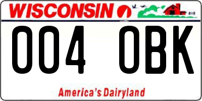 WI license plate 004OBK