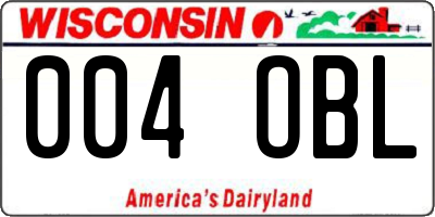 WI license plate 004OBL