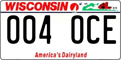 WI license plate 004OCE