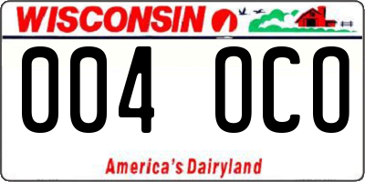 WI license plate 004OCO