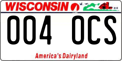 WI license plate 004OCS