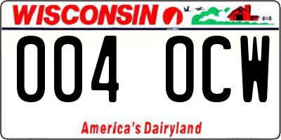 WI license plate 004OCW