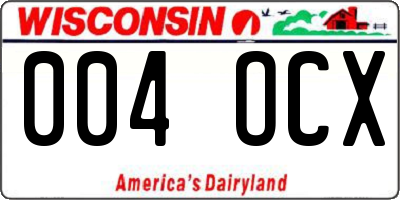 WI license plate 004OCX