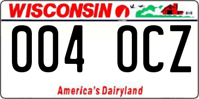 WI license plate 004OCZ