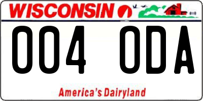 WI license plate 004ODA