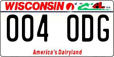WI license plate 004ODG
