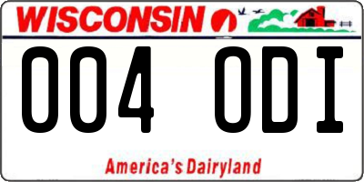 WI license plate 004ODI