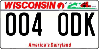 WI license plate 004ODK