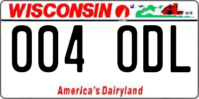 WI license plate 004ODL