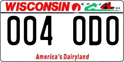 WI license plate 004ODO