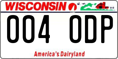 WI license plate 004ODP