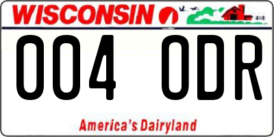 WI license plate 004ODR
