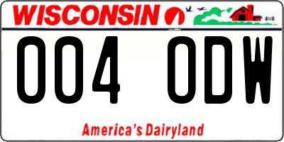 WI license plate 004ODW