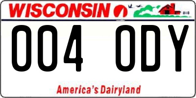 WI license plate 004ODY