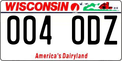 WI license plate 004ODZ