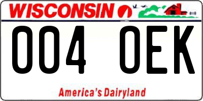 WI license plate 004OEK