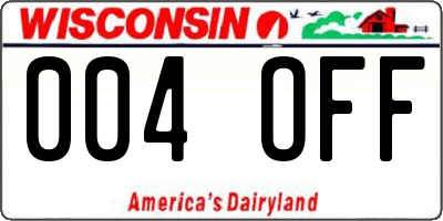 WI license plate 004OFF