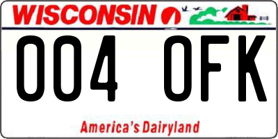 WI license plate 004OFK
