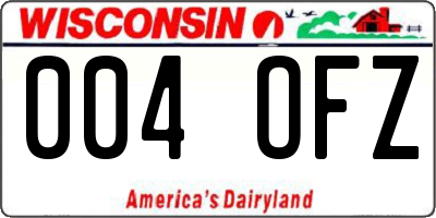 WI license plate 004OFZ