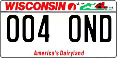 WI license plate 004OND