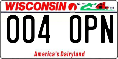 WI license plate 004OPN