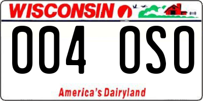 WI license plate 004OSO