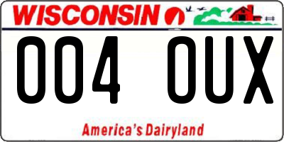 WI license plate 004OUX