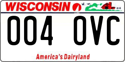 WI license plate 004OVC